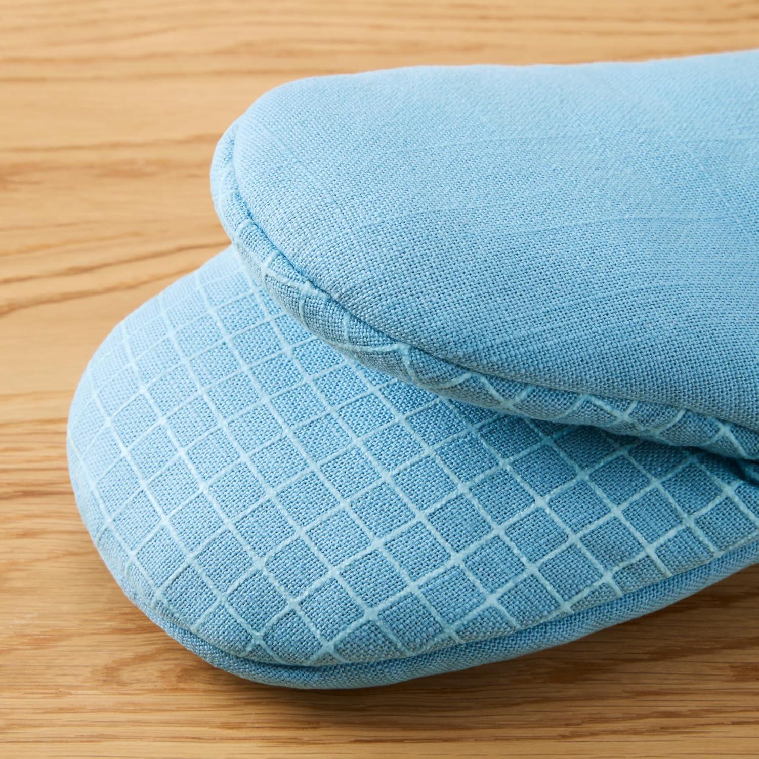 imageKITCHENAID Gourmet Series Gridlines Mini Oven Mitts 2Pack Set Heat Resistant up to 600F Soft Silicone Grip Magnetic Cuff Ink Blue 55quotx9quotBlue Velvet