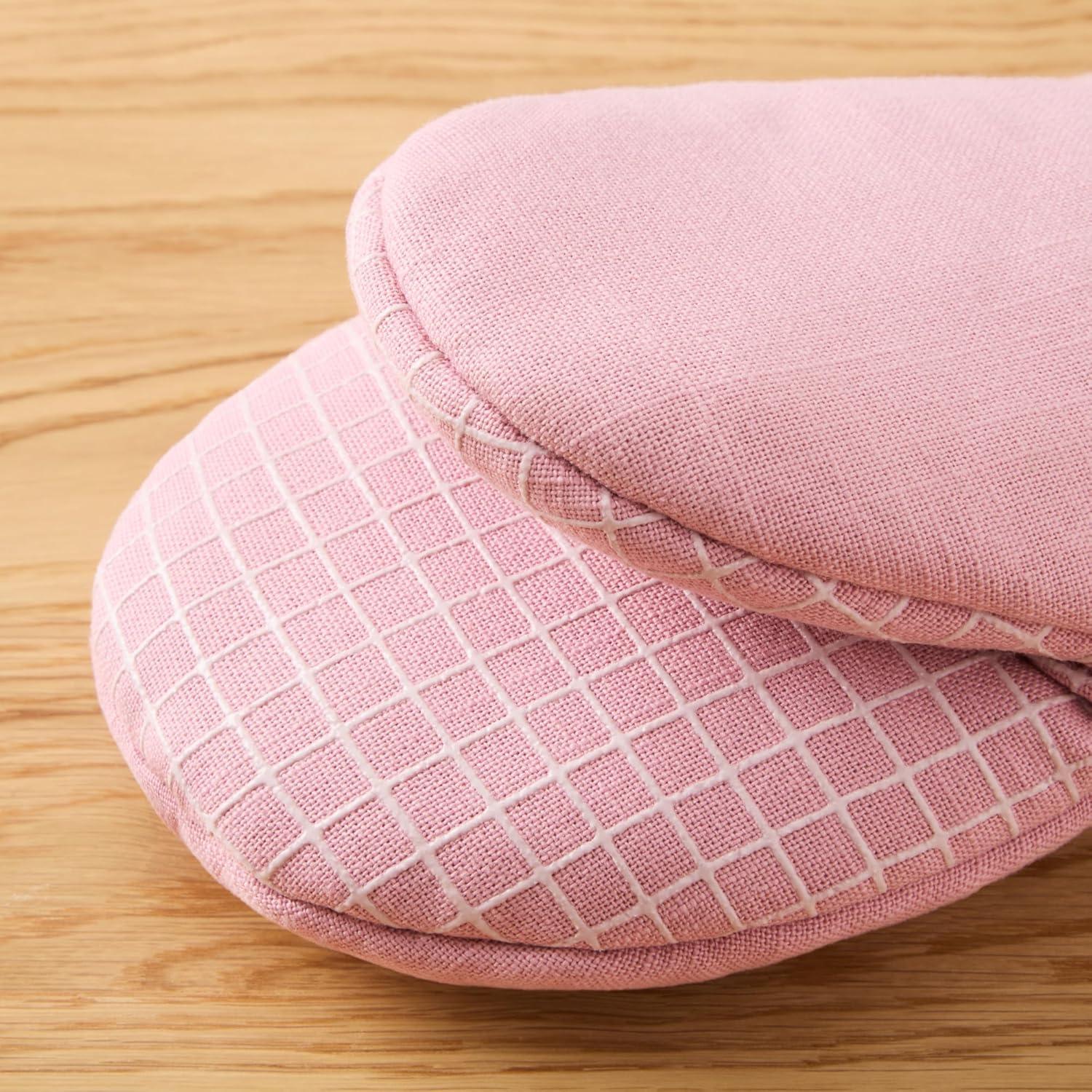 imageKITCHENAID Gourmet Series Gridlines Mini Oven Mitts 2Pack Set Heat Resistant up to 600F Soft Silicone Grip Magnetic Cuff Ink Blue 55quotx9quotDried Rose