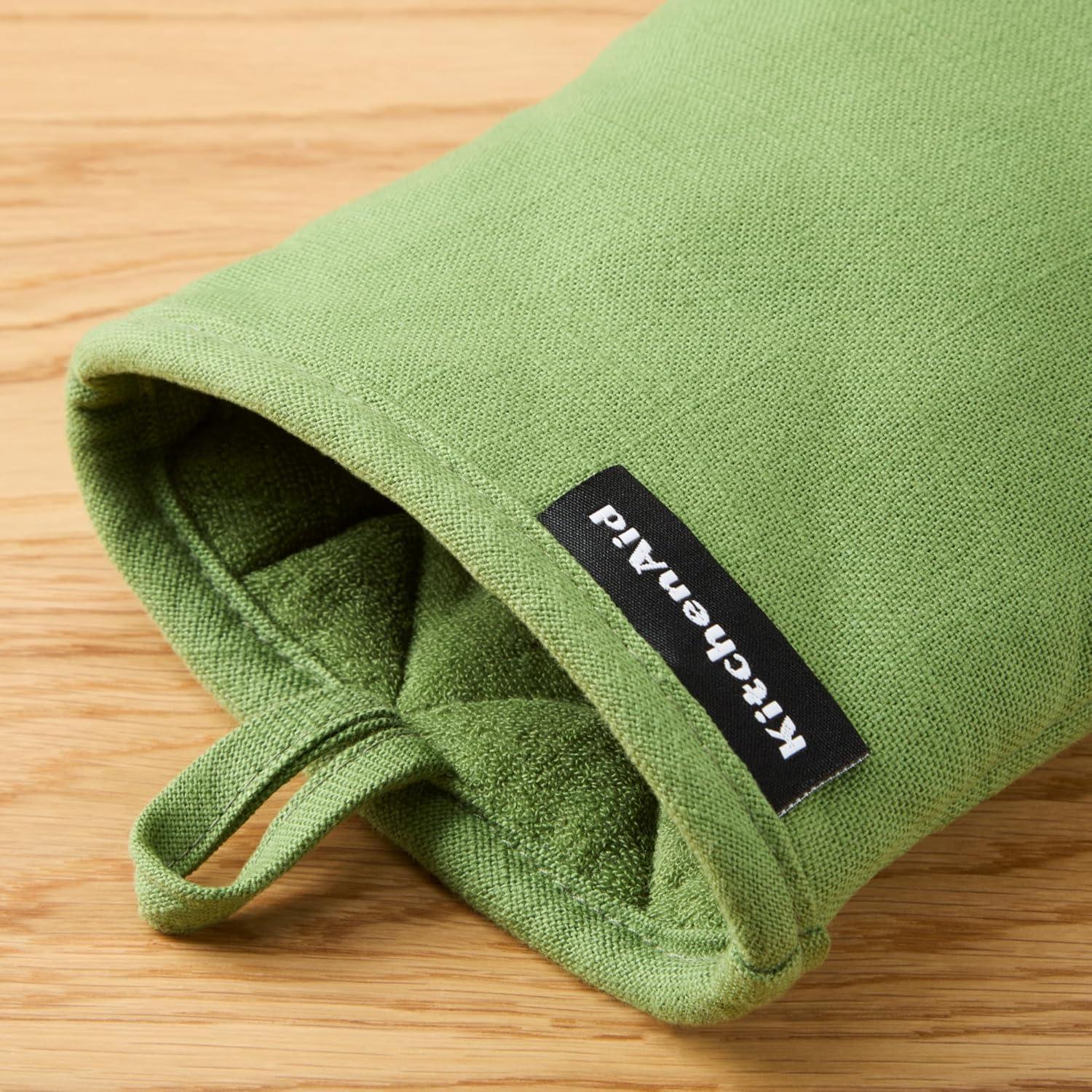 imageKITCHENAID Gourmet Series Gridlines Mini Oven Mitts 2Pack Set Heat Resistant up to 600F Soft Silicone Grip Magnetic Cuff Ink Blue 55quotx9quotMatcha Green
