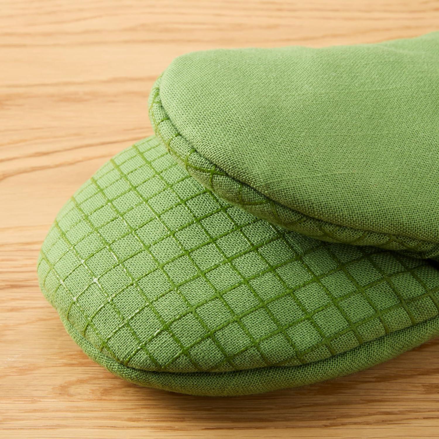 imageKITCHENAID Gourmet Series Gridlines Mini Oven Mitts 2Pack Set Heat Resistant up to 600F Soft Silicone Grip Magnetic Cuff Ink Blue 55quotx9quotMatcha Green