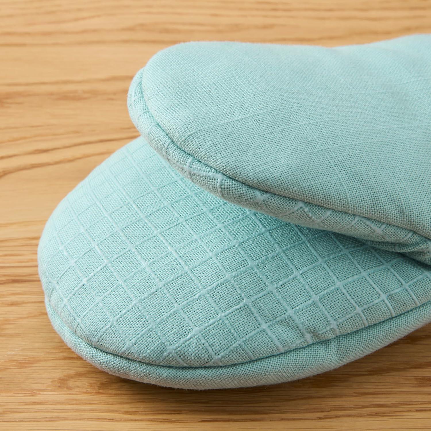 imageKITCHENAID Gourmet Series Gridlines Mini Oven Mitts 2Pack Set Heat Resistant up to 600F Soft Silicone Grip Magnetic Cuff Ink Blue 55quotx9quotMineral Water Aqua