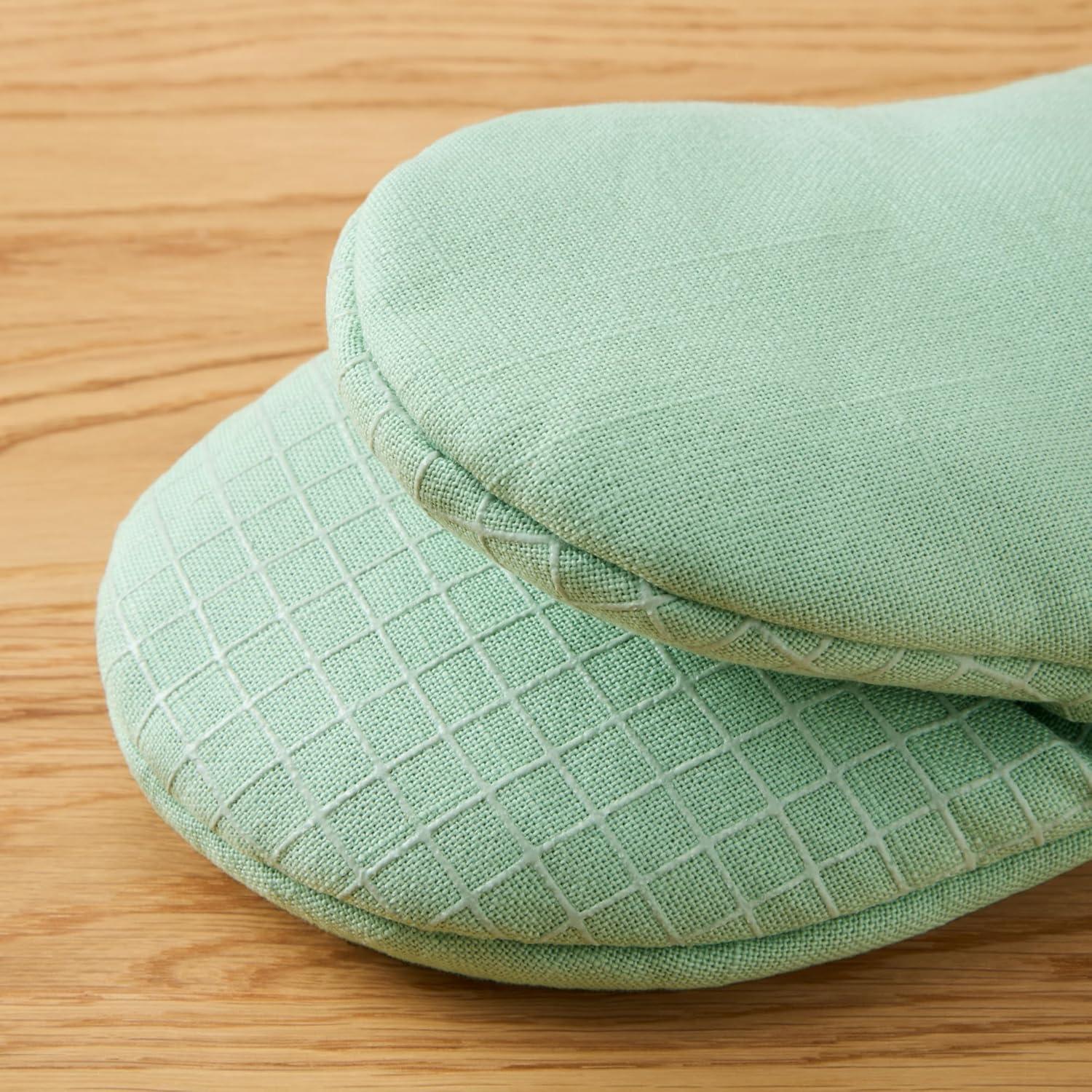 imageKITCHENAID Gourmet Series Gridlines Mini Oven Mitts 2Pack Set Heat Resistant up to 600F Soft Silicone Grip Magnetic Cuff Ink Blue 55quotx9quotPistachio Green