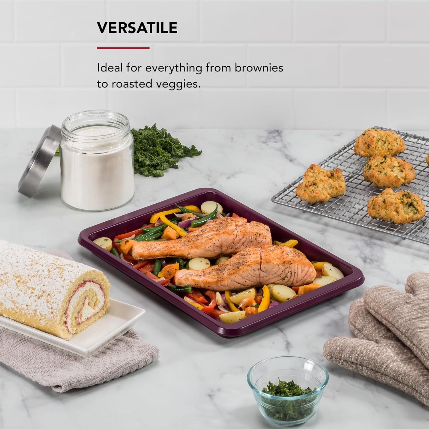 imageKitchenAid 10x15in Nonstick Aluminized Steel Baking Sheet Blue VelvetBeetroot