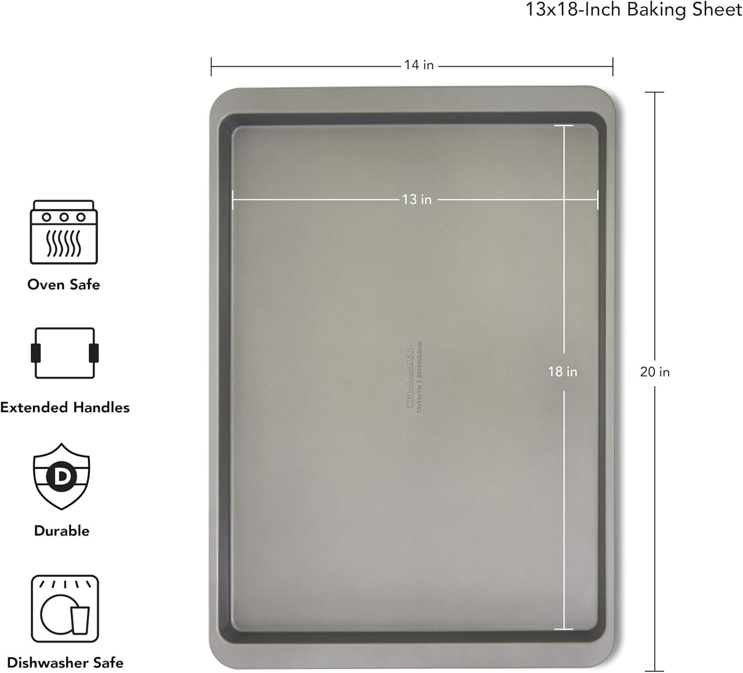 imageKitchenAid 10x15in Nonstick Aluminized Steel Baking Sheet Blue VelvetContour Silver