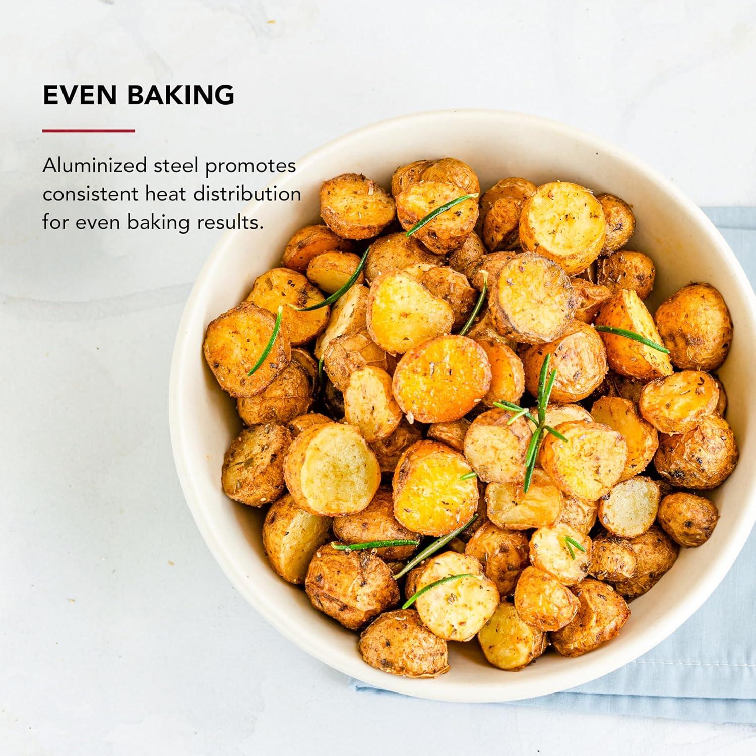 imageKitchenAid 10x15in Nonstick Aluminized Steel Baking Sheet Blue VelvetContour Silver