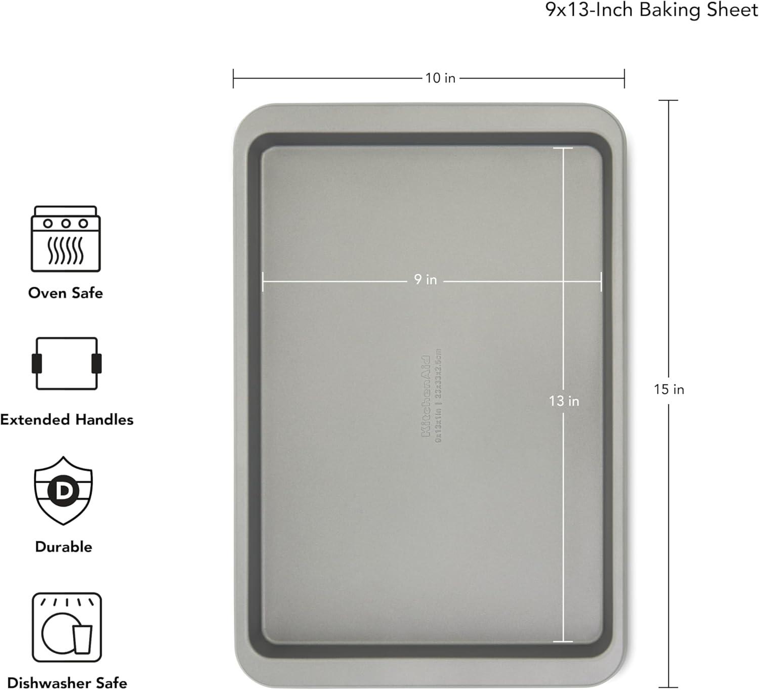 imageKitchenAid 10x15in Nonstick Aluminized Steel Baking Sheet Blue VelvetContour Silver