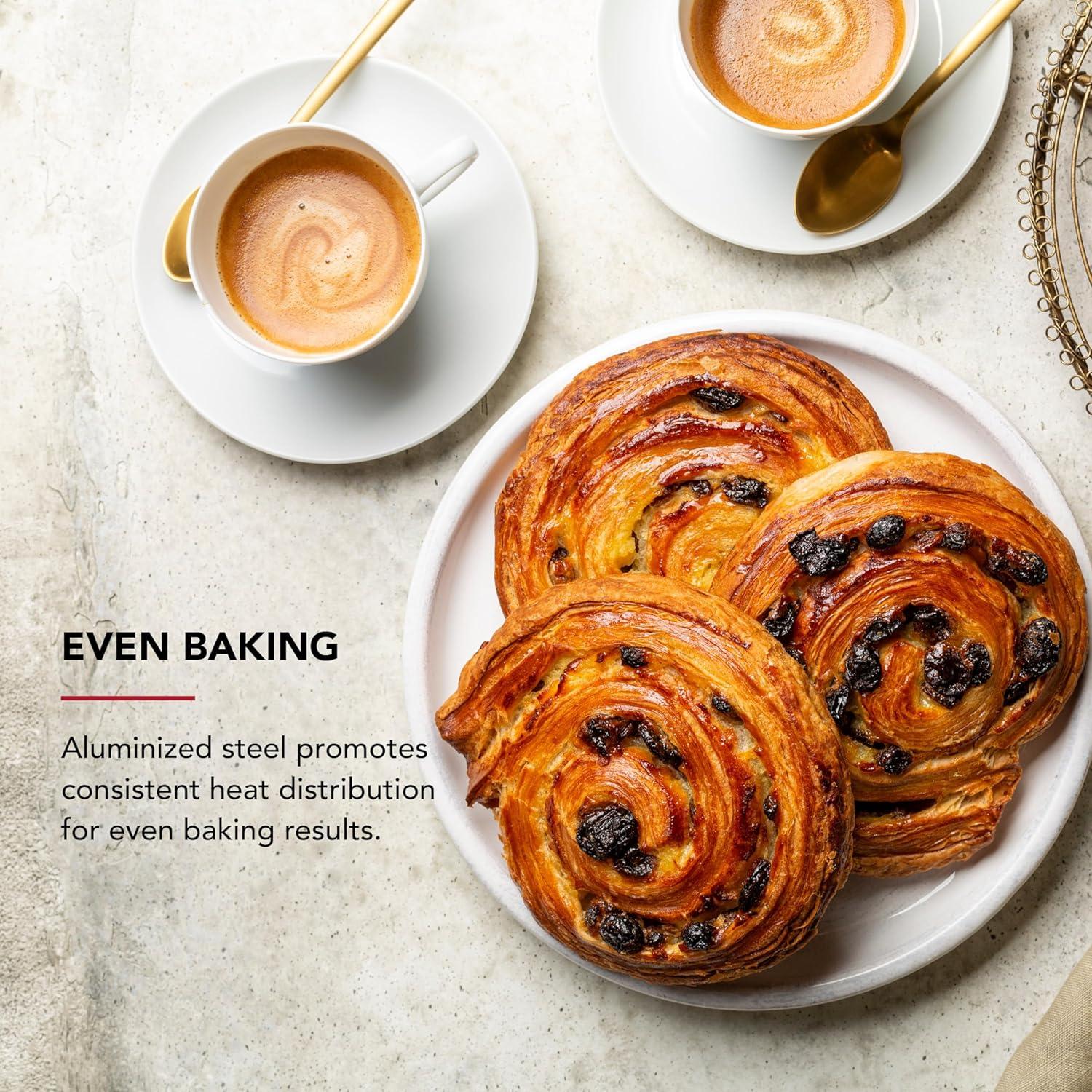 imageKitchenAid 10x15in Nonstick Aluminized Steel Baking Sheet Blue VelvetContour Silver