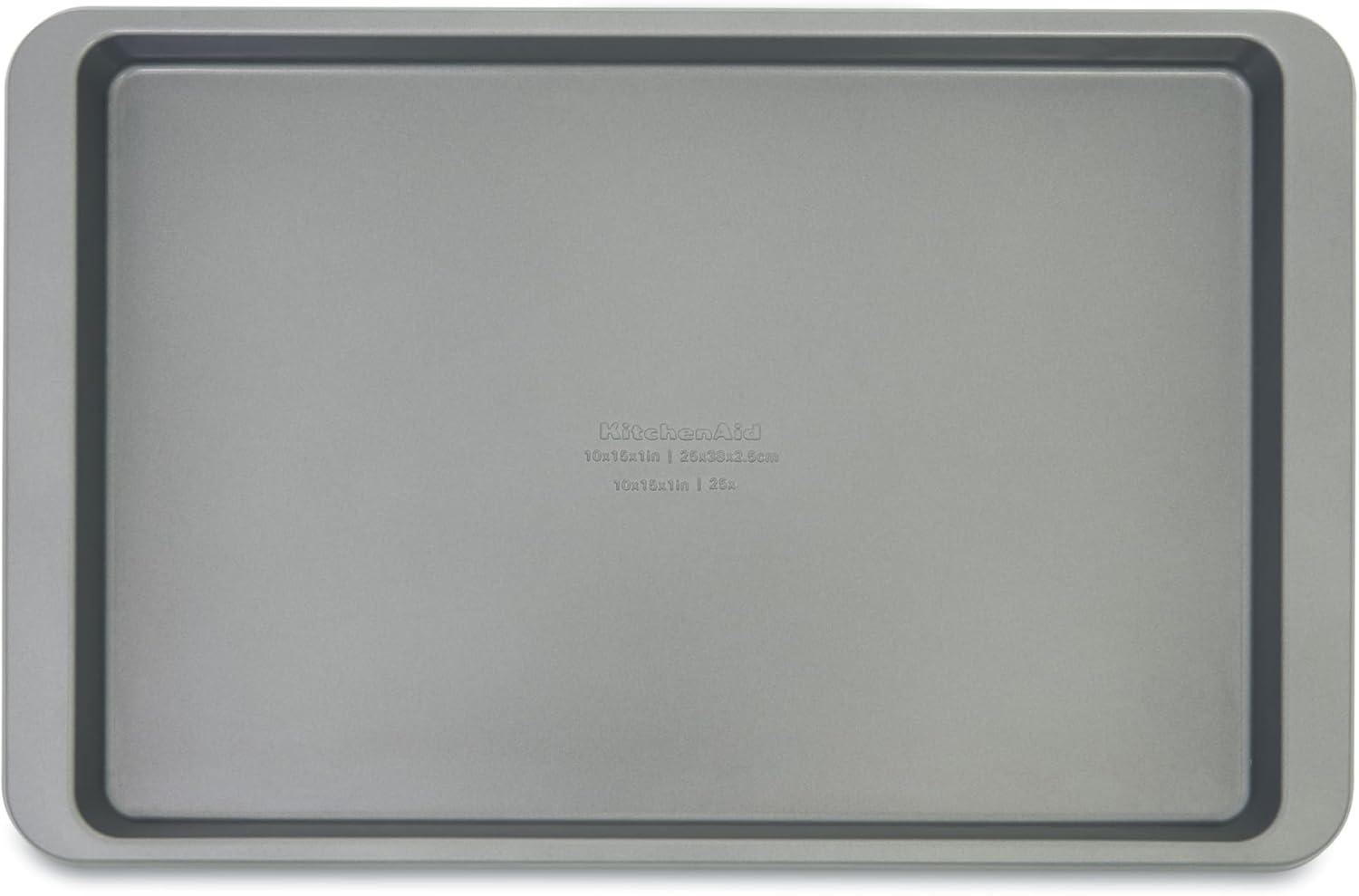 imageKitchenAid 10x15in Nonstick Aluminized Steel Baking Sheet Blue VelvetContour Silver