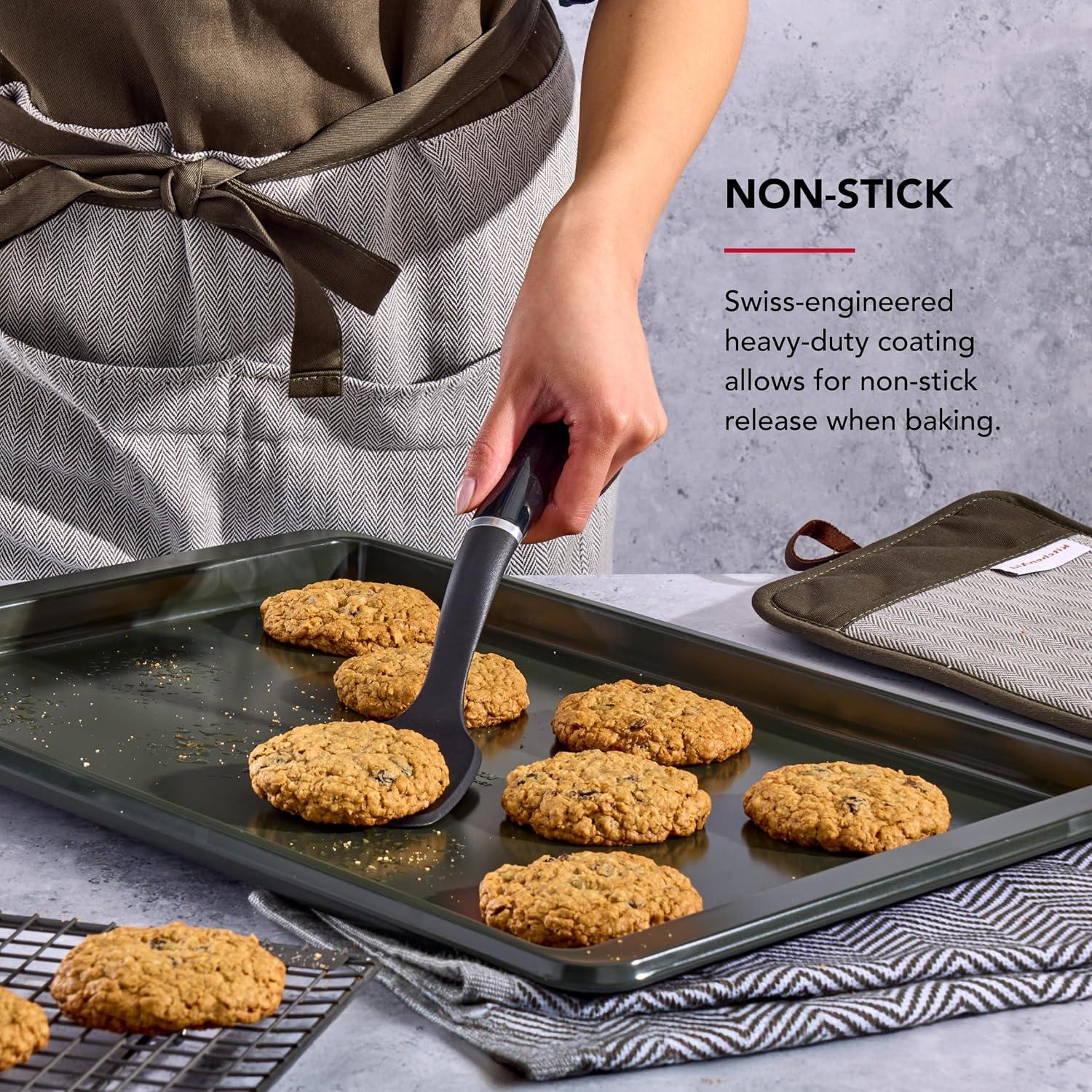 imageKitchenAid 10x15in Nonstick Aluminized Steel Baking Sheet Blue VelvetEvergreen