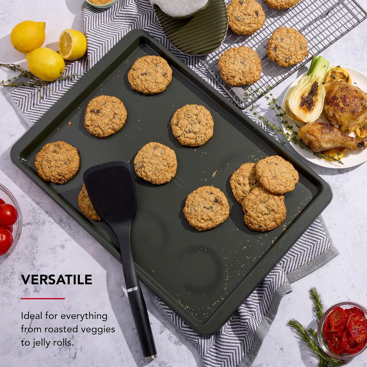 imageKitchenAid 10x15in Nonstick Aluminized Steel Baking Sheet Blue VelvetEvergreen