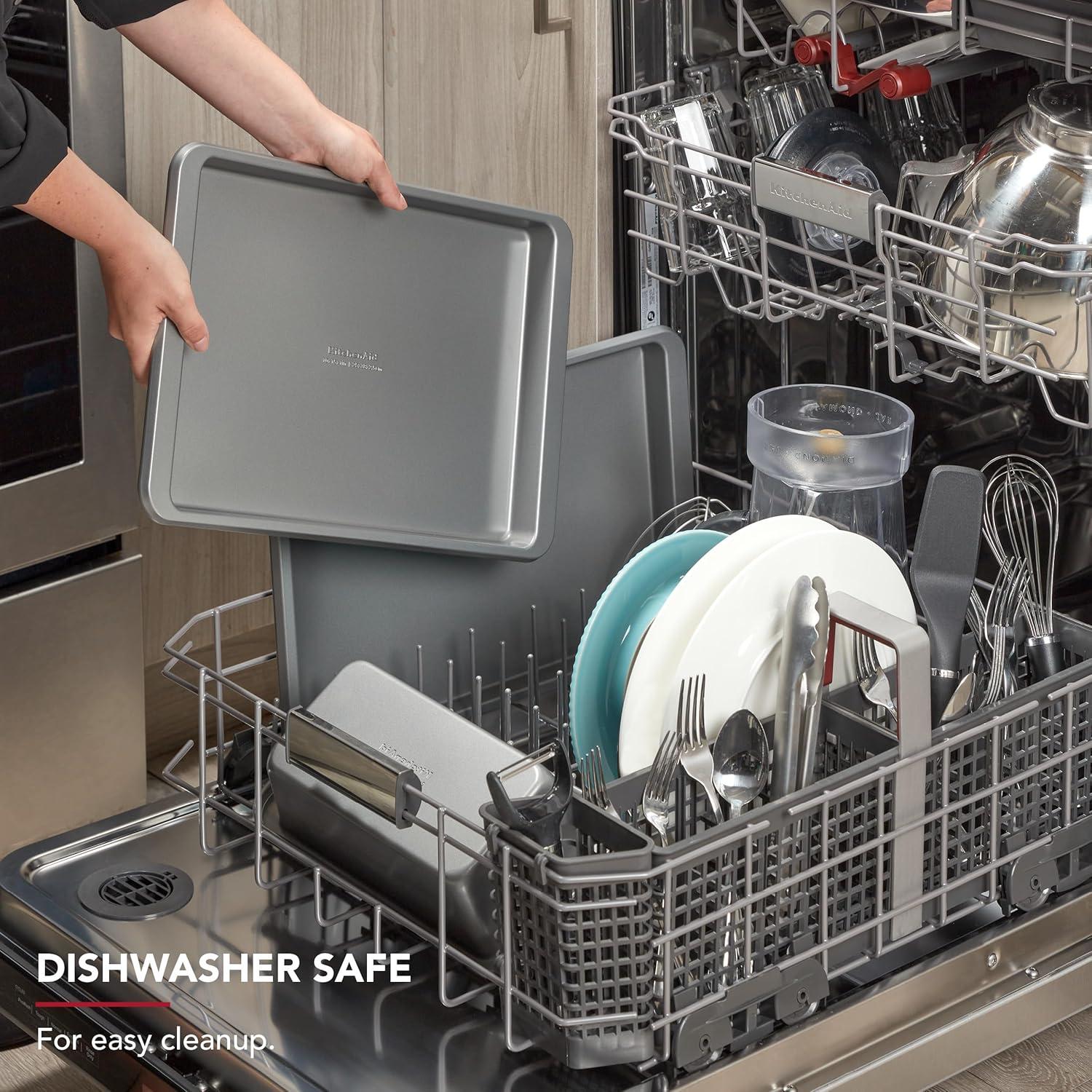 imageKitchenAid 10x15in Nonstick Aluminized Steel Baking Sheet Blue VelvetEvergreen