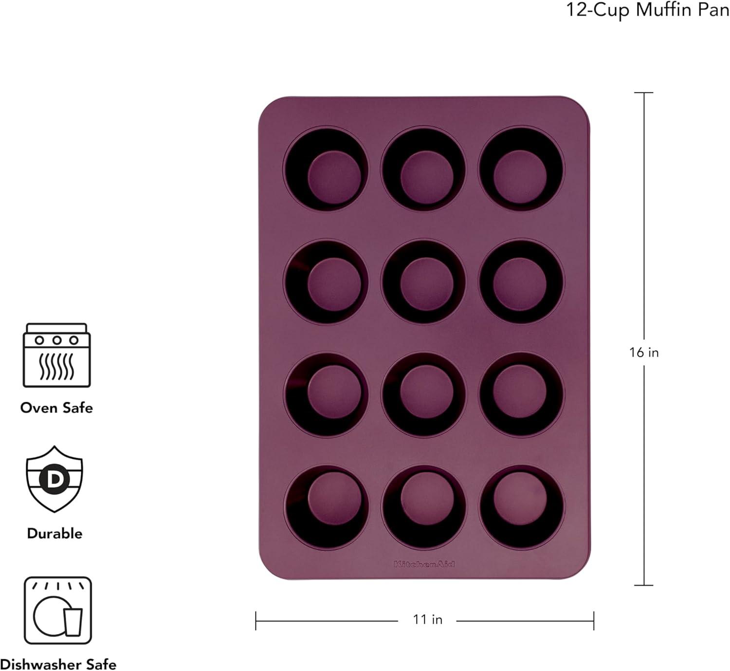 imageKitchenAid 12Cup Nonstick Aluminized Steel Muffin Pan Ink BlueBeetroot