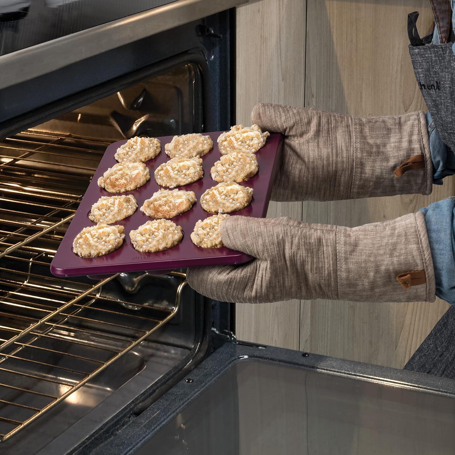 imageKitchenAid 12Cup Nonstick Aluminized Steel Muffin Pan Ink BlueBeetroot