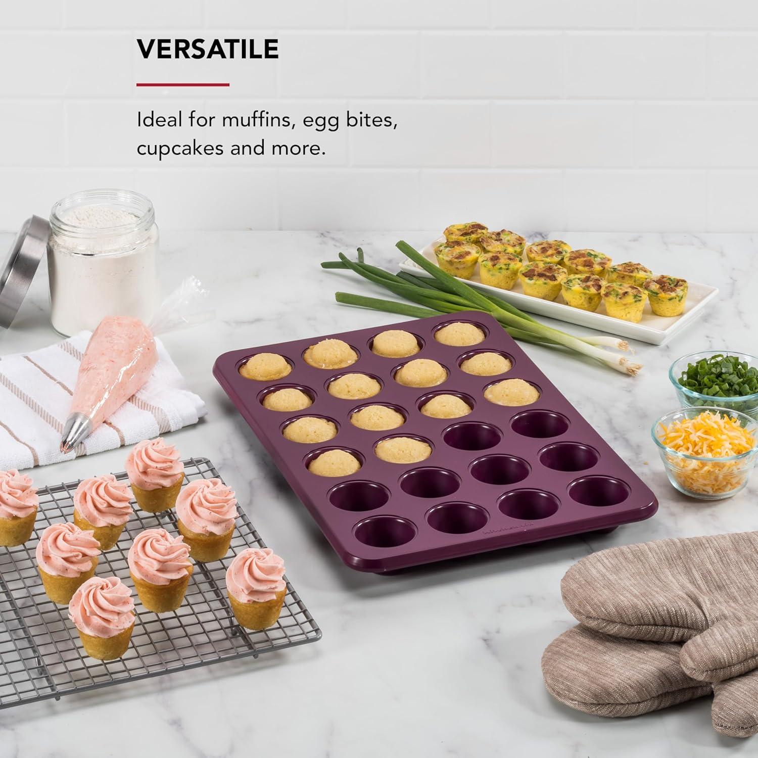 imageKitchenAid 12Cup Nonstick Aluminized Steel Muffin Pan Ink BlueBeetroot