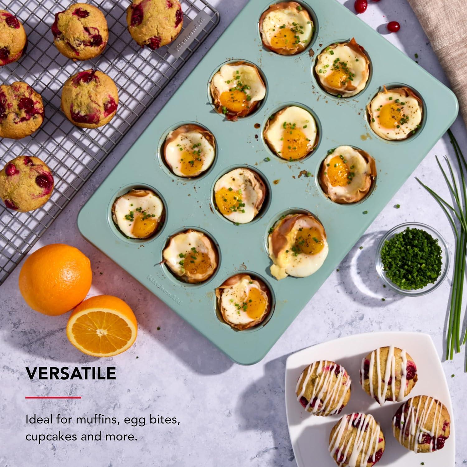 imageKitchenAid 12Cup Nonstick Aluminized Steel Muffin Pan Ink BlueCardamom