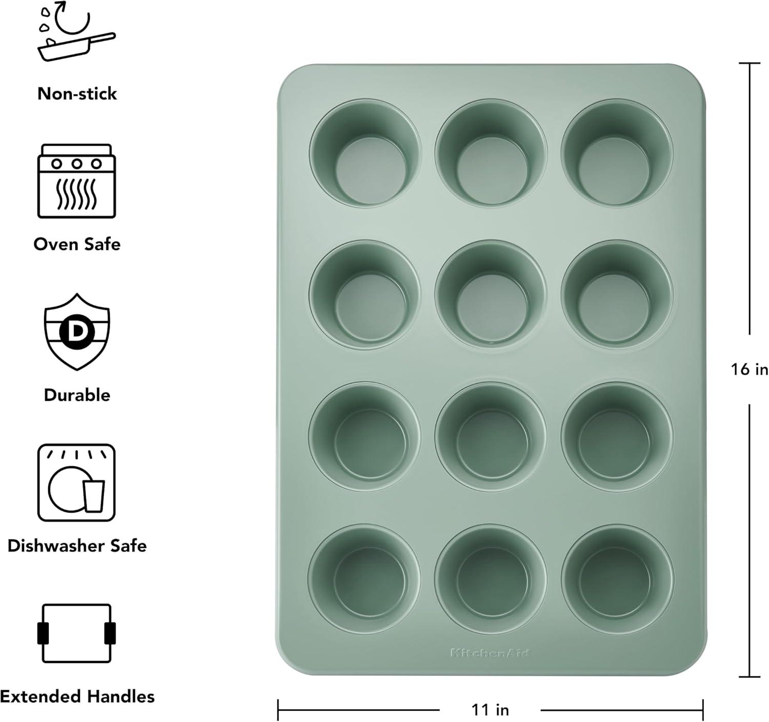 imageKitchenAid 12Cup Nonstick Aluminized Steel Muffin Pan Ink BlueCardamom