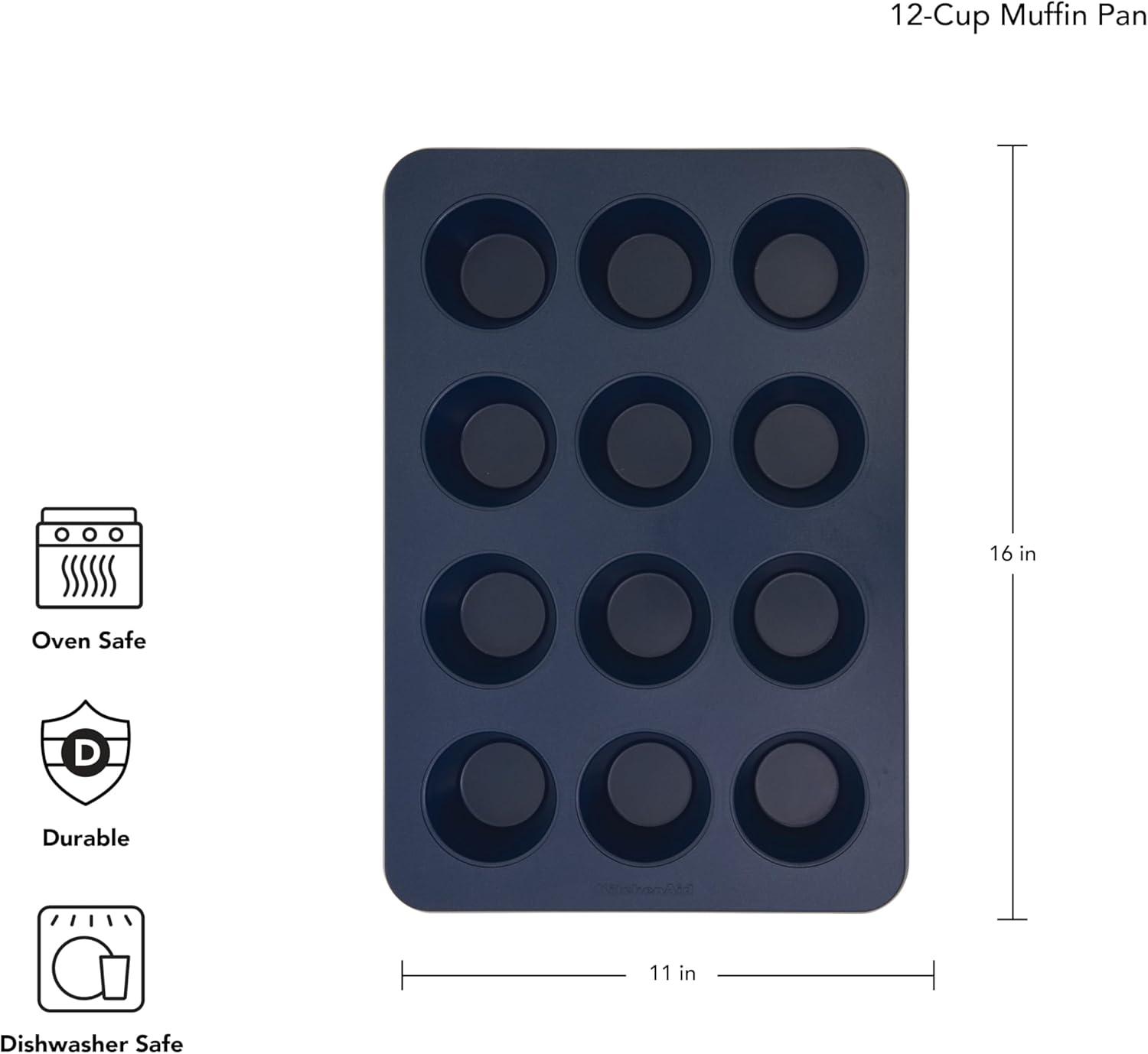 imageKitchenAid 12Cup Nonstick Aluminized Steel Muffin Pan Ink BlueInk Blue