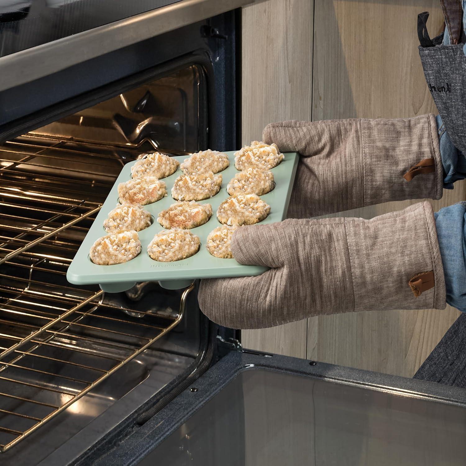 imageKitchenAid 12Cup Nonstick Aluminized Steel Muffin Pan Ink BluePistachio