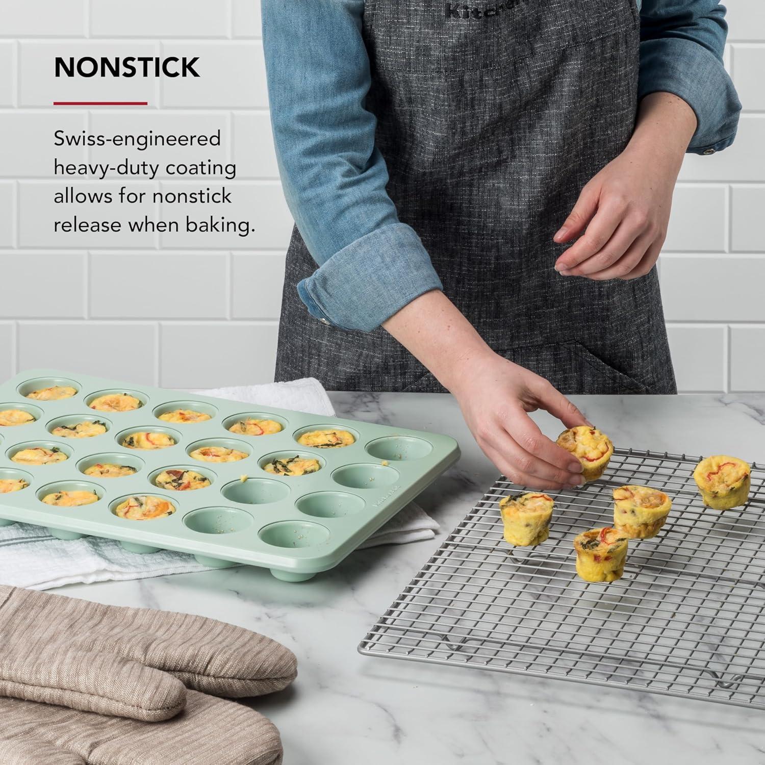 imageKitchenAid 12Cup Nonstick Aluminized Steel Muffin Pan Ink BluePistachio