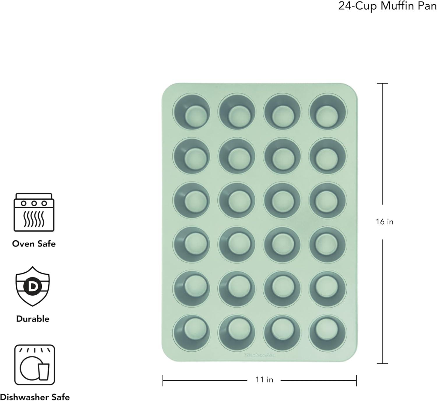 imageKitchenAid 12Cup Nonstick Aluminized Steel Muffin Pan Ink BluePistachio