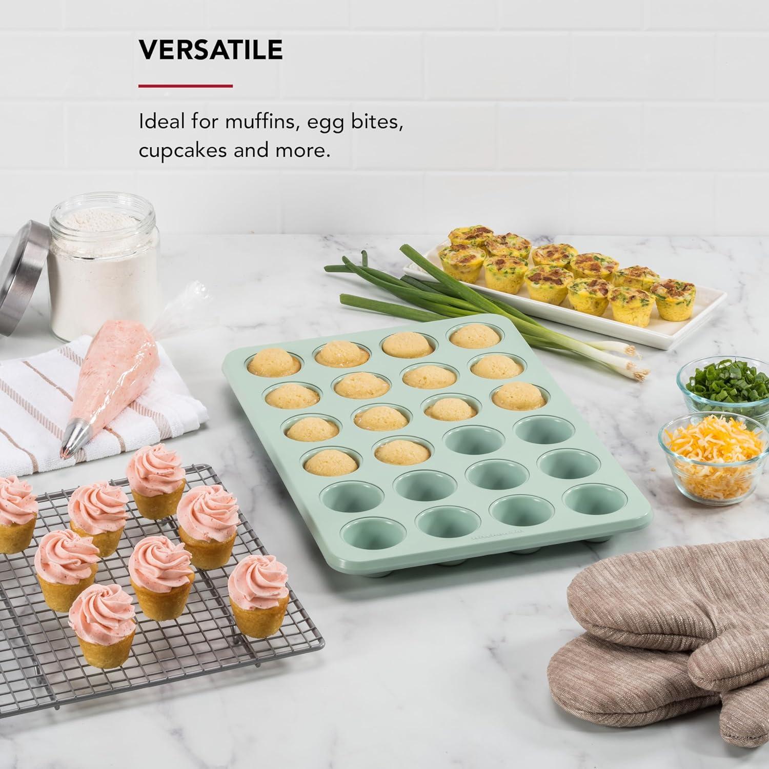 imageKitchenAid 12Cup Nonstick Aluminized Steel Muffin Pan Ink BluePistachio