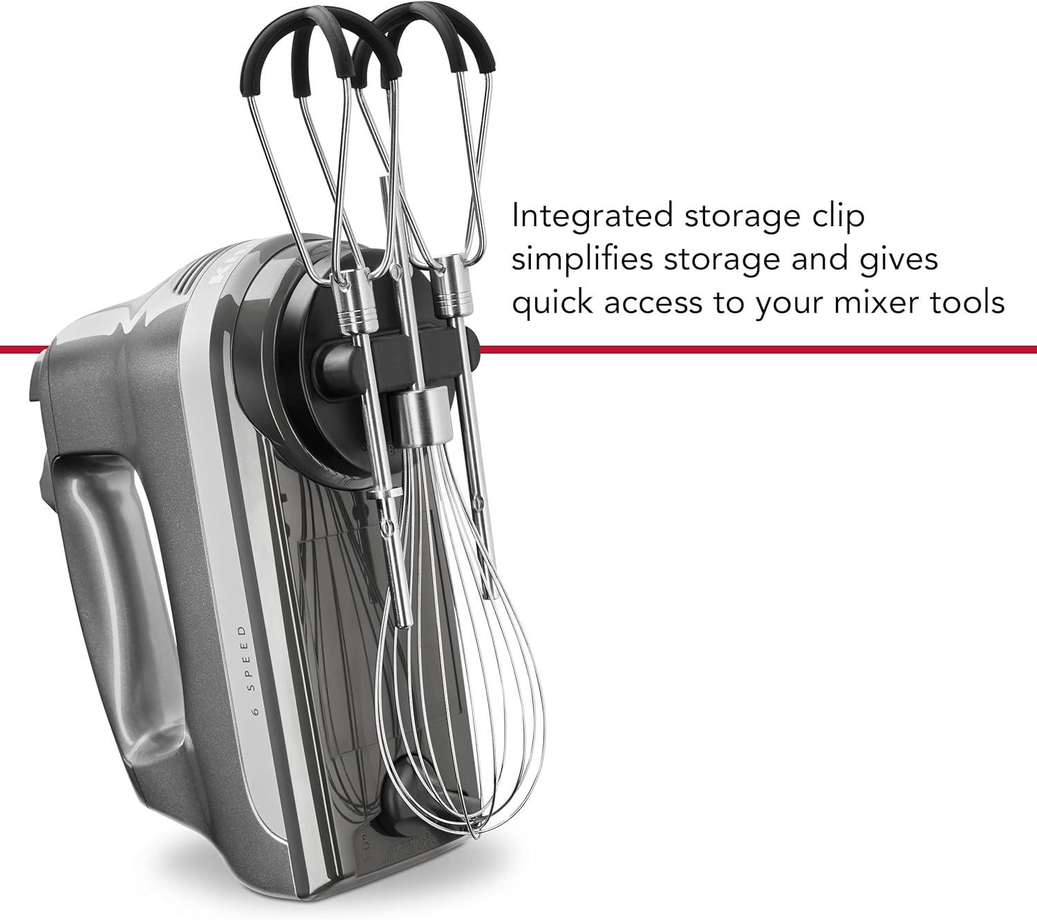 imageKitchenAid 6 Speed Hand Mixer with Flex Edge Beaters KHM6118Contour Silver