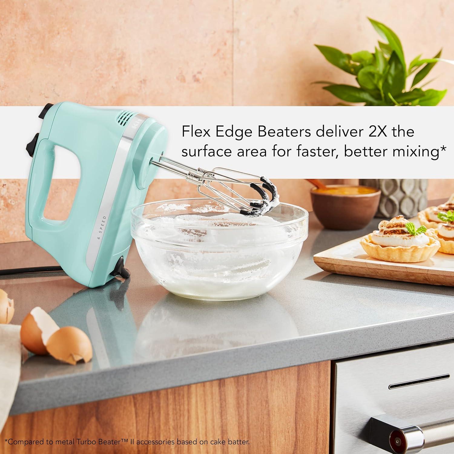 imageKitchenAid 6 Speed Hand Mixer with Flex Edge Beaters KHM6118Ice Blue