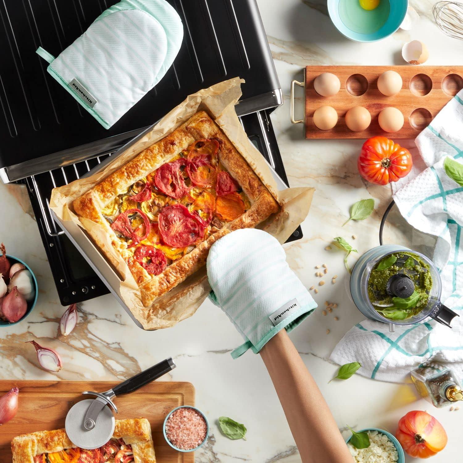 imageKitchenAid Albany Mini Oven Mitt 2Pack Set Ink Blue 55quotx8quotMineral Water