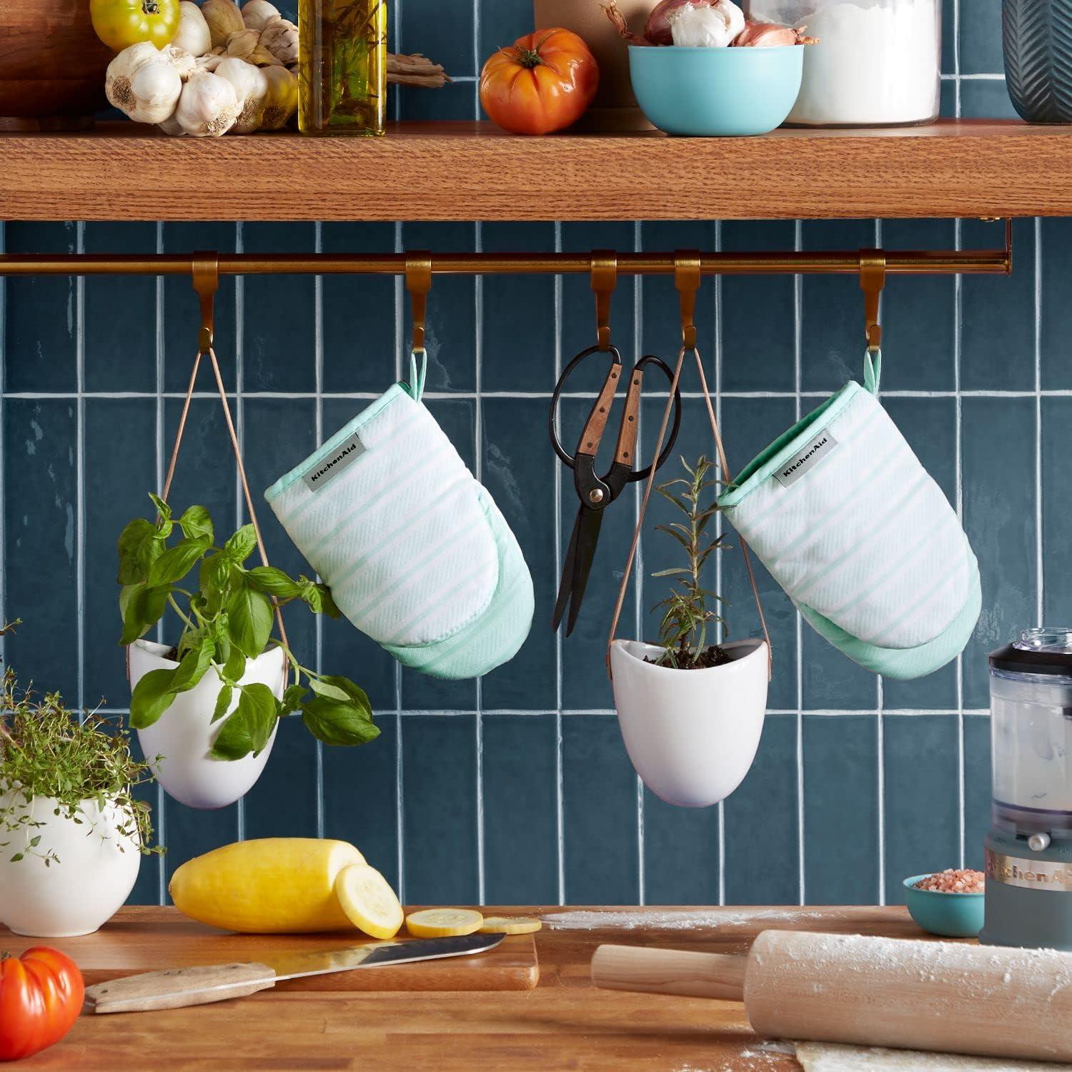 imageKitchenAid Albany Mini Oven Mitt 2Pack Set Ink Blue 55quotx8quotMineral Water