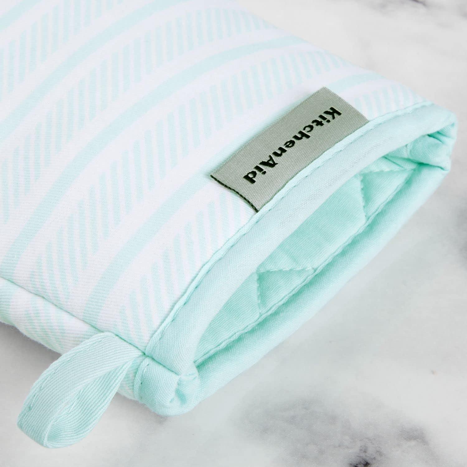 imageKitchenAid Albany Mini Oven Mitt 2Pack Set Ink Blue 55quotx8quotMineral Water