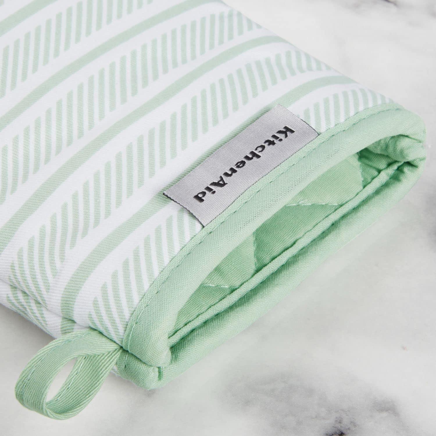 imageKitchenAid Albany Mini Oven Mitt 2Pack Set Ink Blue 55quotx8quotPistachio