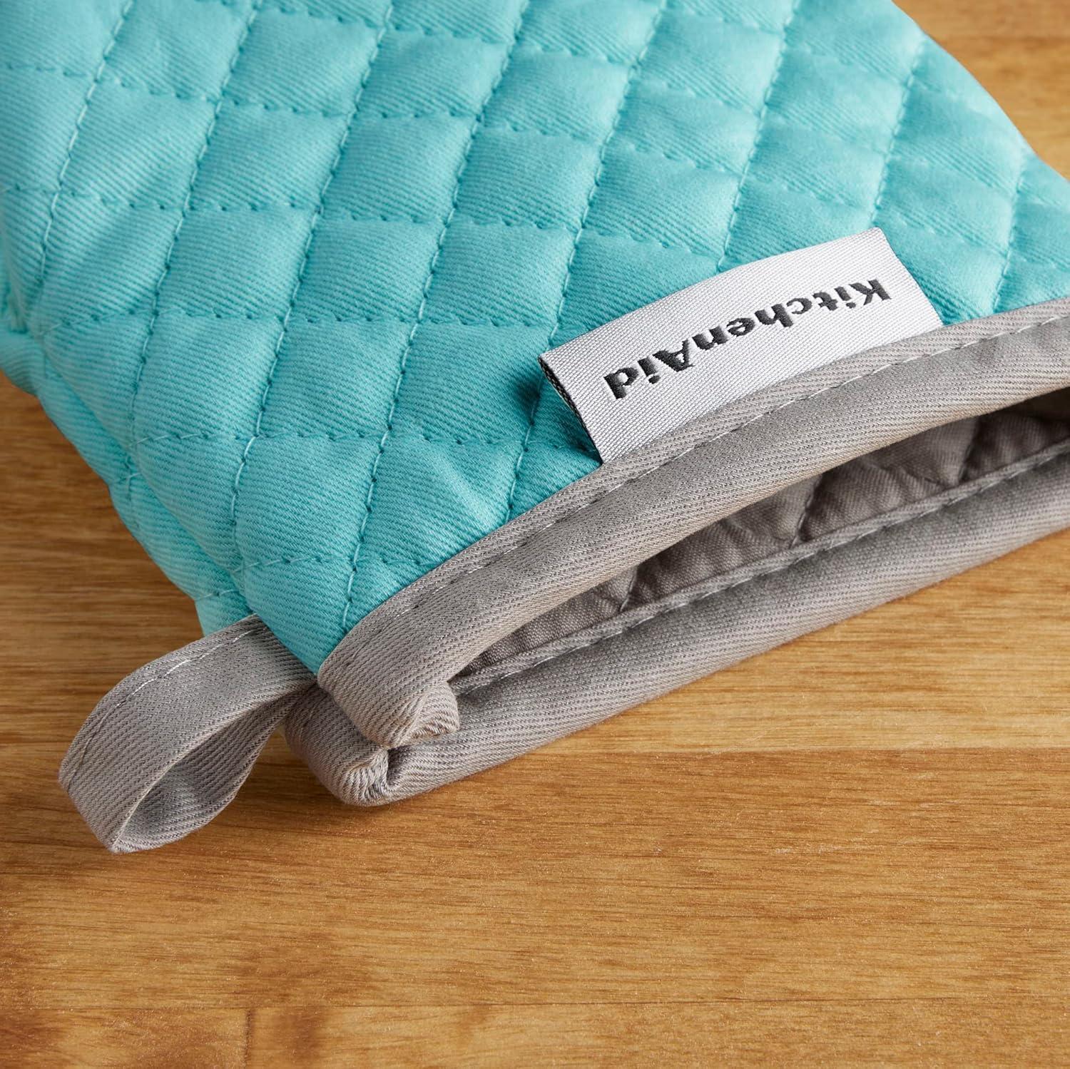 imageKitchenAid Asteroid Mini Oven Mitt Set 55quotx8quot Aqua 2 PieceAqua Sky