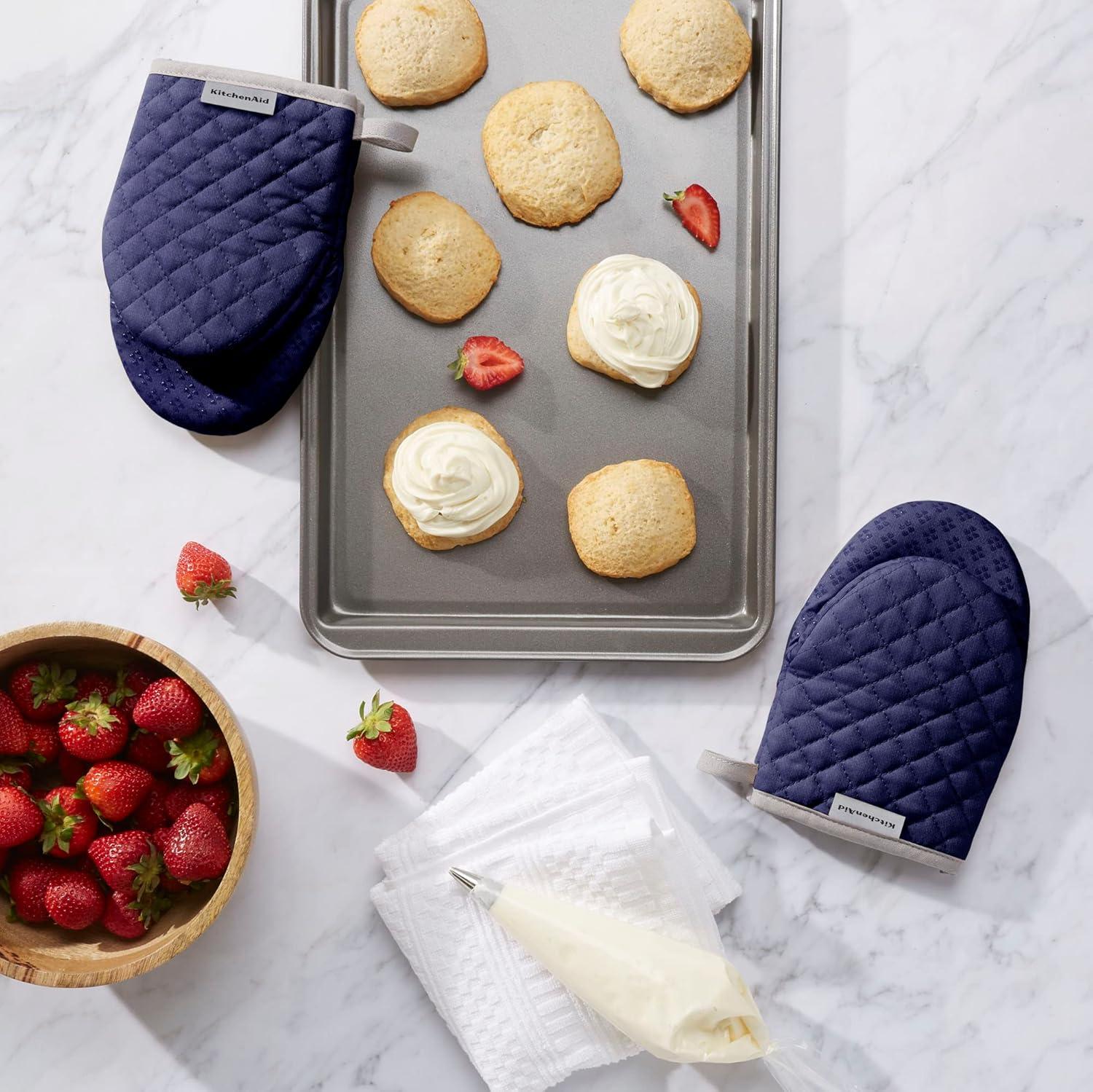 imageKitchenAid Asteroid Mini Oven Mitt Set 55quotx8quot Aqua 2 PieceCobalt Blue