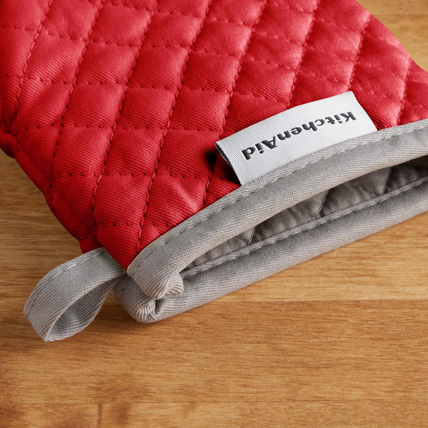 imageKitchenAid Asteroid Mini Oven Mitt Set 55quotx8quot Aqua 2 PieceFire Red