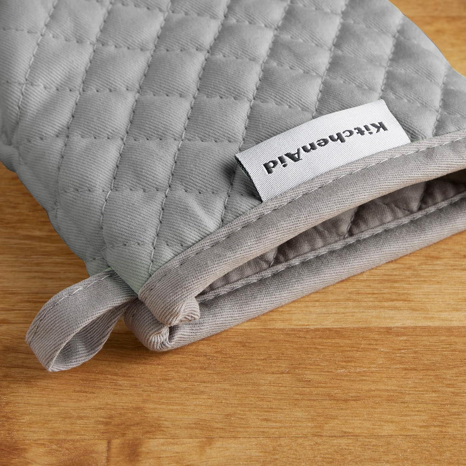 imageKitchenAid Asteroid Mini Oven Mitt Set 55quotx8quot Aqua 2 PieceGray