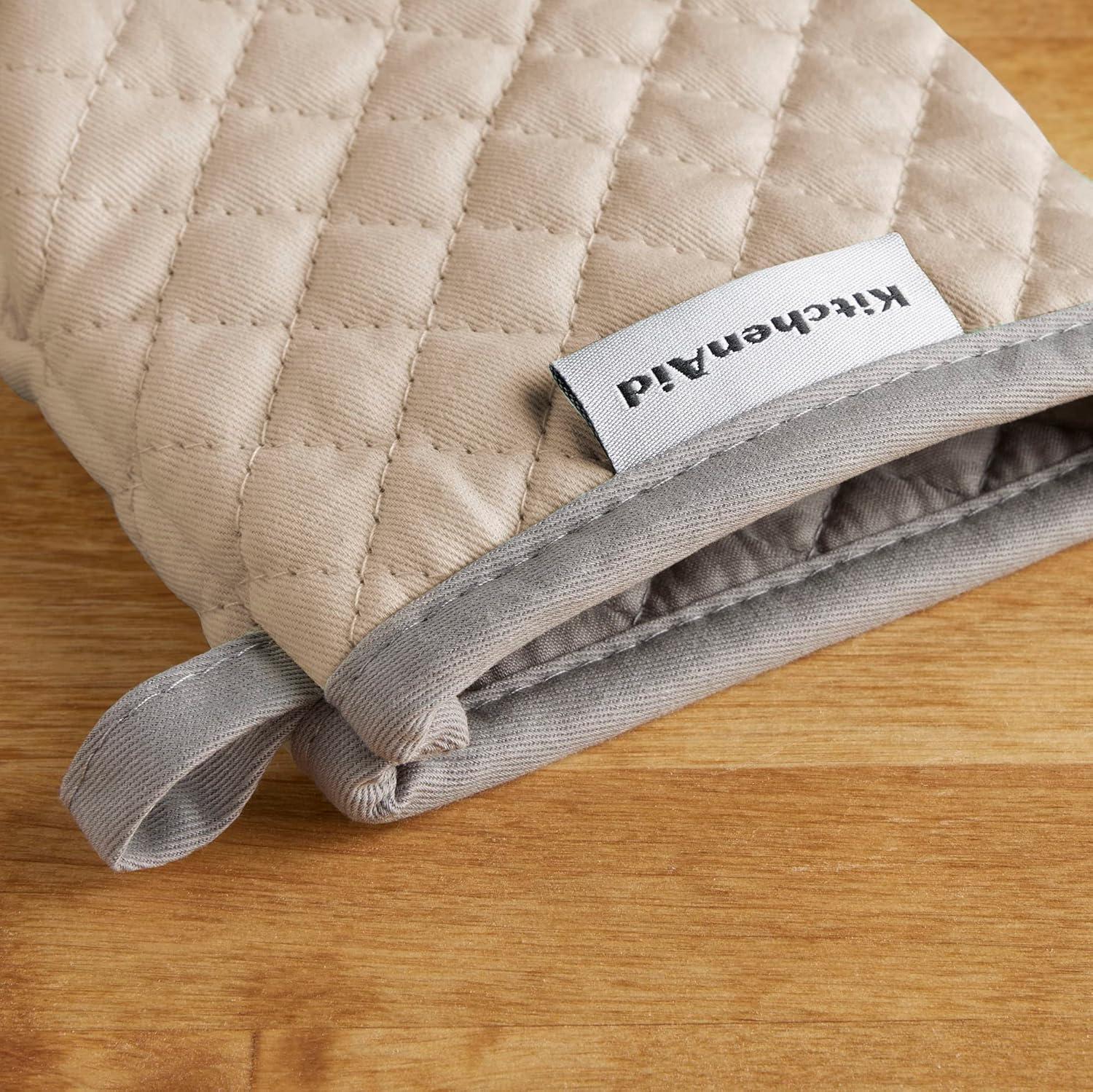 imageKitchenAid Asteroid Mini Oven Mitt Set 55quotx8quot Aqua 2 PieceMilkshake Tan