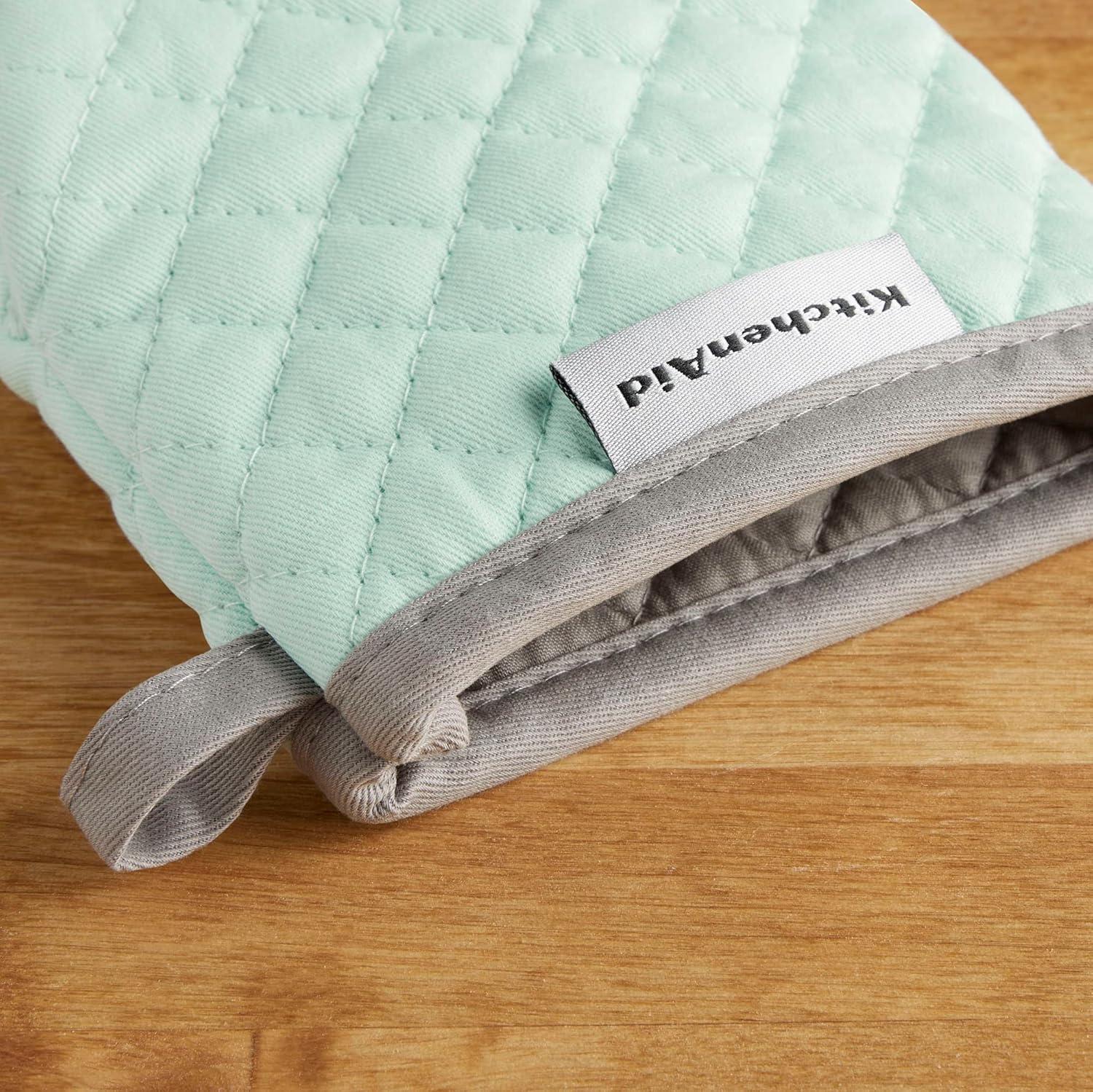 imageKitchenAid Asteroid Mini Oven Mitt Set 55quotx8quot Aqua 2 PieceMineral Water Aqua