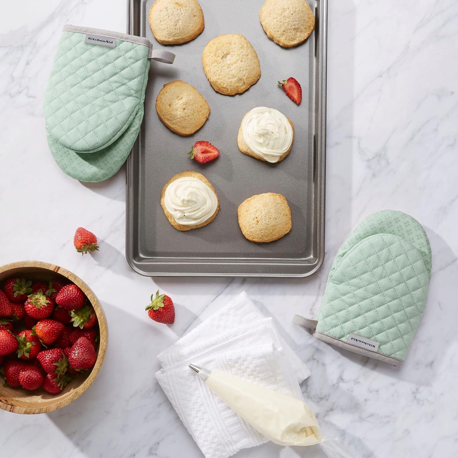 imageKitchenAid Asteroid Mini Oven Mitt Set 55quotx8quot Aqua 2 PieceMineral Water Aqua