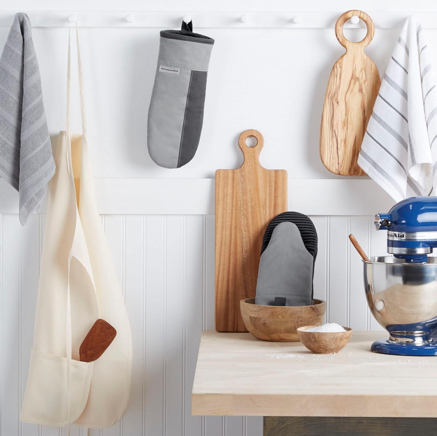 imageKitchenAid Beacon TwoTone NonSlip Oven Mitt Set Aqua Sky 575quotx13quot 2 PieceCool GreyFrost Grey