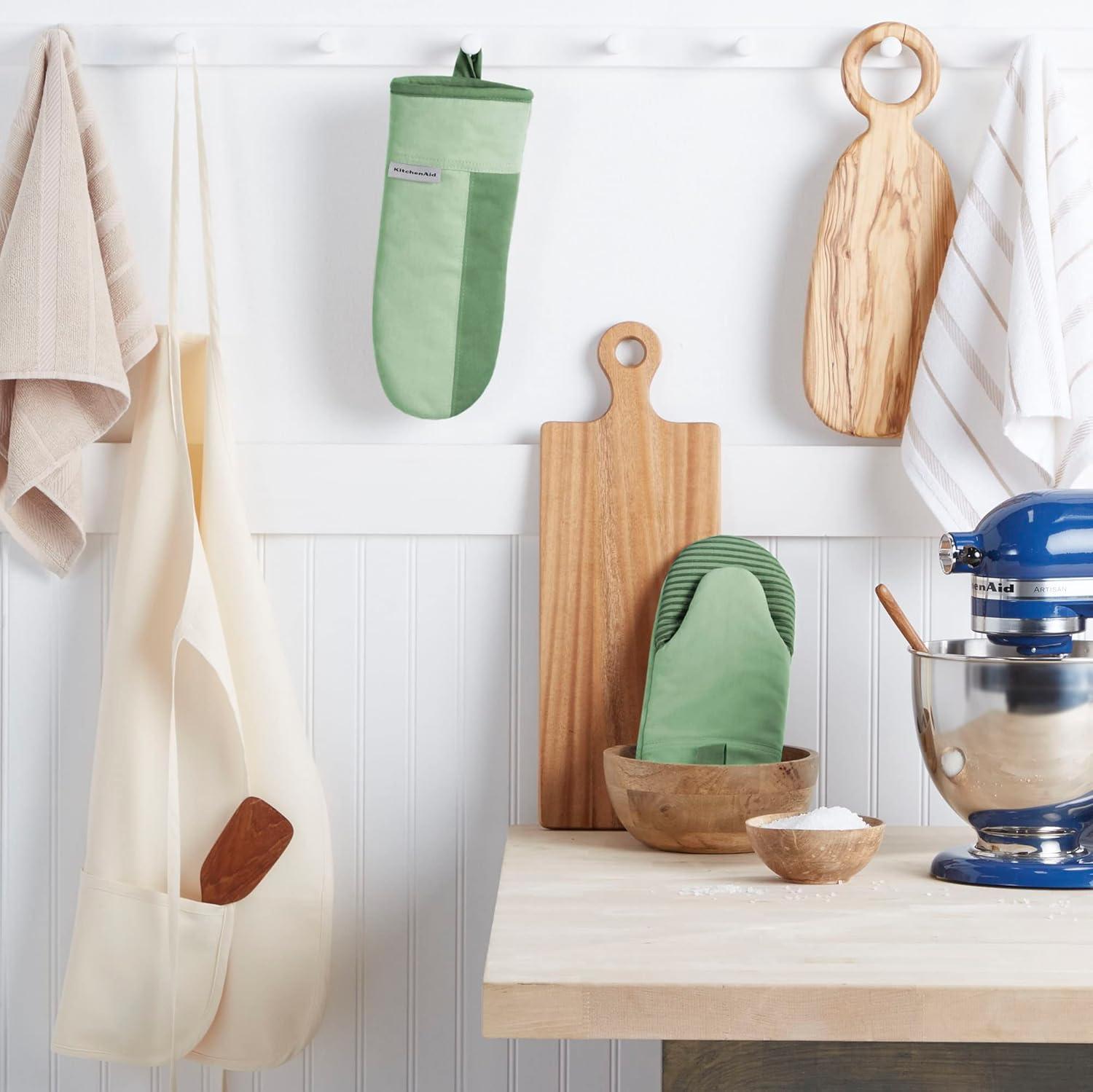 imageKitchenAid Beacon TwoTone NonSlip Oven Mitt Set Aqua Sky 575quotx13quot 2 PiecePistachioGraphite Green