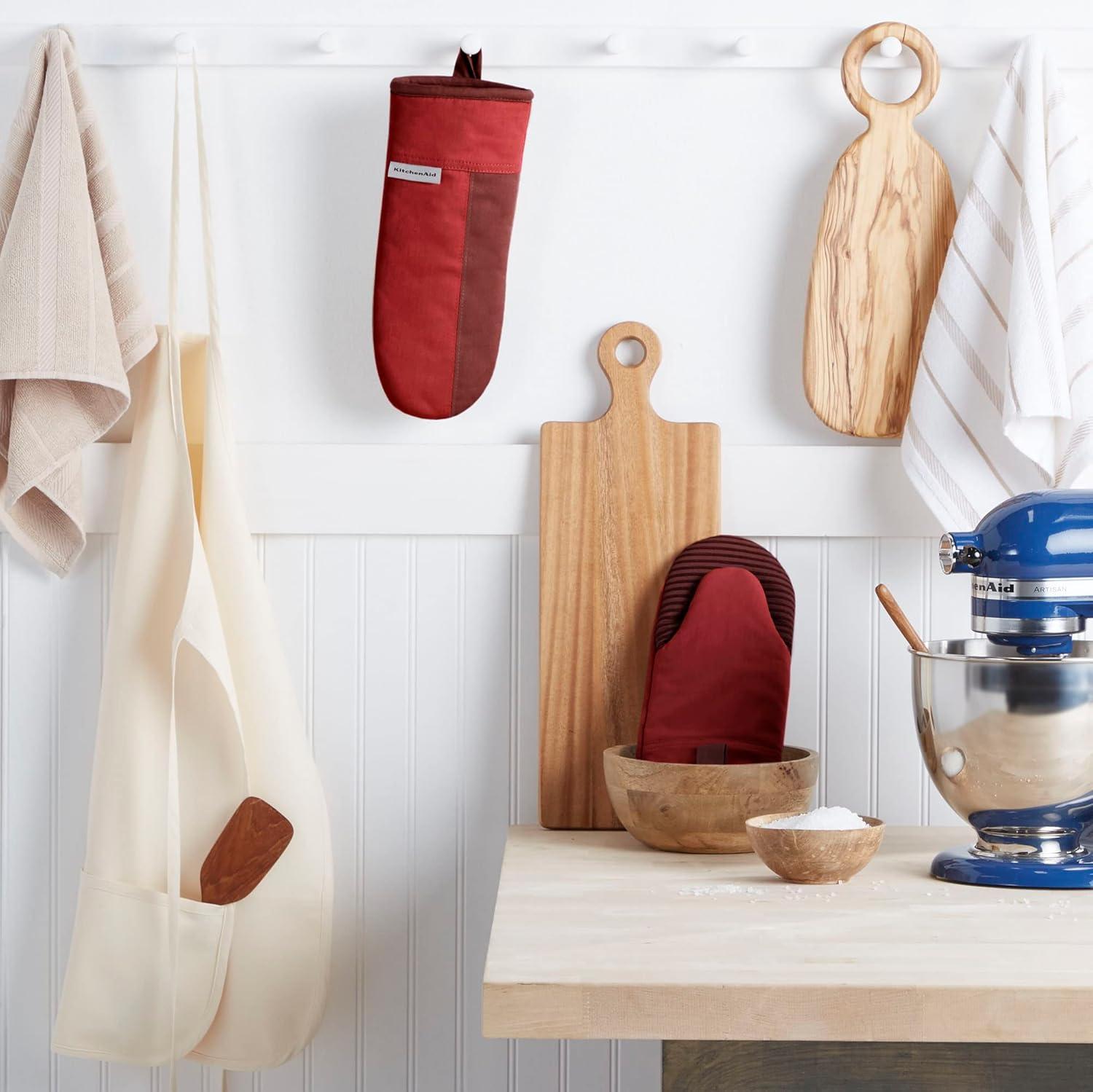 imageKitchenAid Beacon TwoTone NonSlip Oven Mitt Set Aqua Sky 575quotx13quot 2 PieceSmoked Paprika