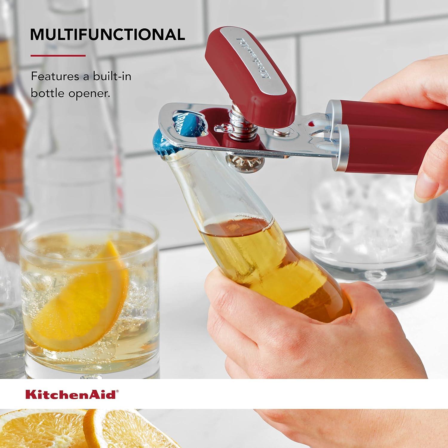 imageKitchenAid Classic Multifunction Can Opener and Bottle Opener Easy to Use Razor Sharp Stainless Steel Cutting Wheel Soft Ergonomic Handles Mineral WaterEmpire Red