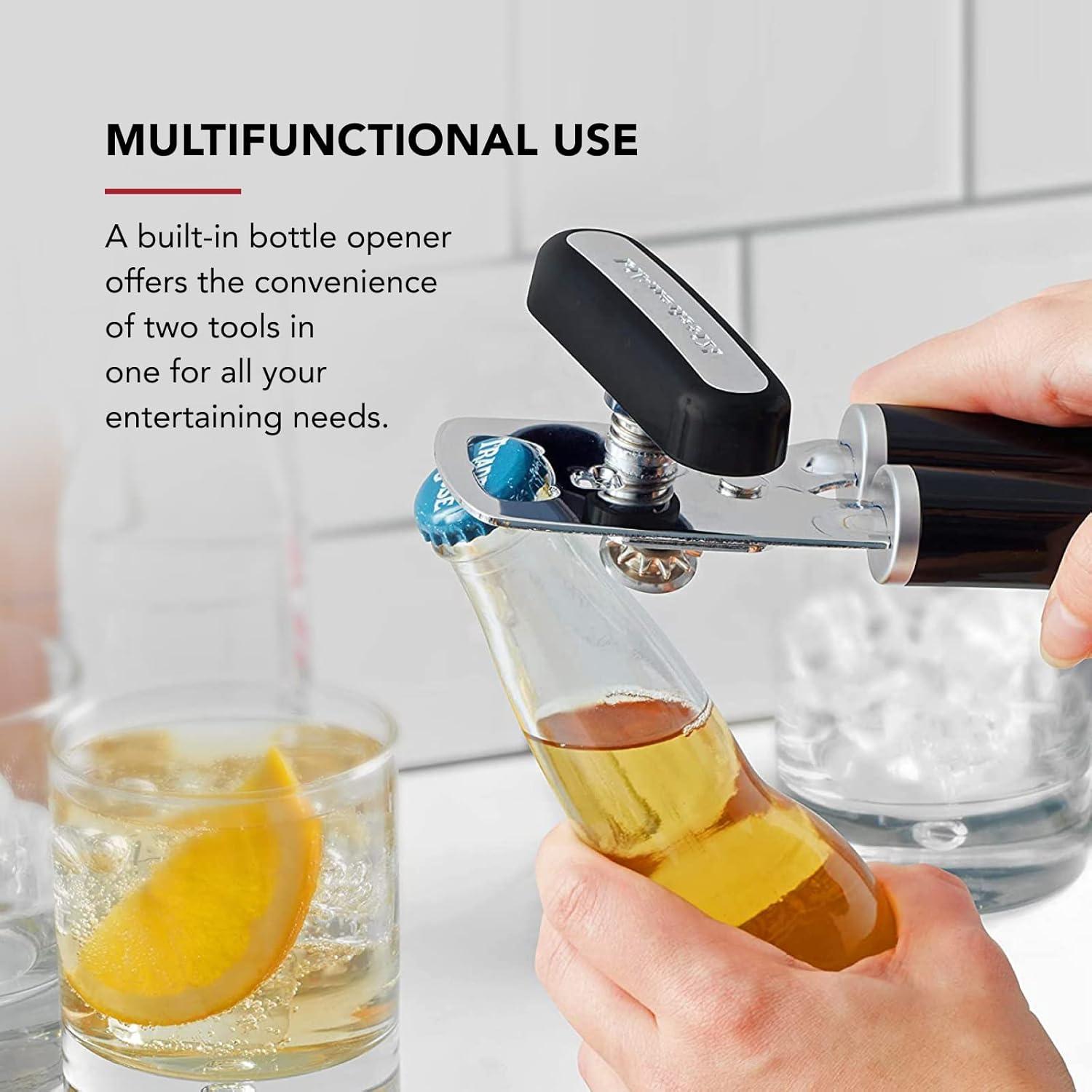imageKitchenAid Classic Multifunction Can Opener and Bottle Opener Easy to Use Razor Sharp Stainless Steel Cutting Wheel Soft Ergonomic Handles Mineral WaterBlack