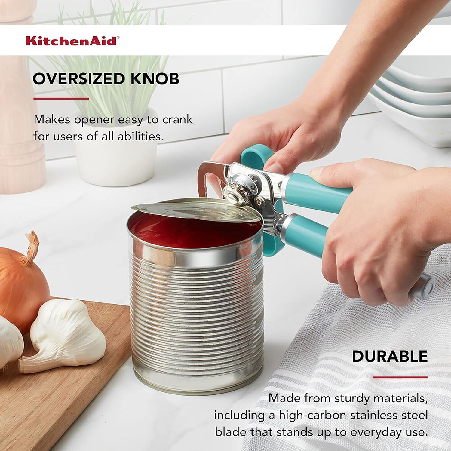 imageKitchenAid Classic Multifunction Can Opener and Bottle Opener Easy to Use Razor Sharp Stainless Steel Cutting Wheel Soft Ergonomic Handles Mineral WaterAqua Sky
