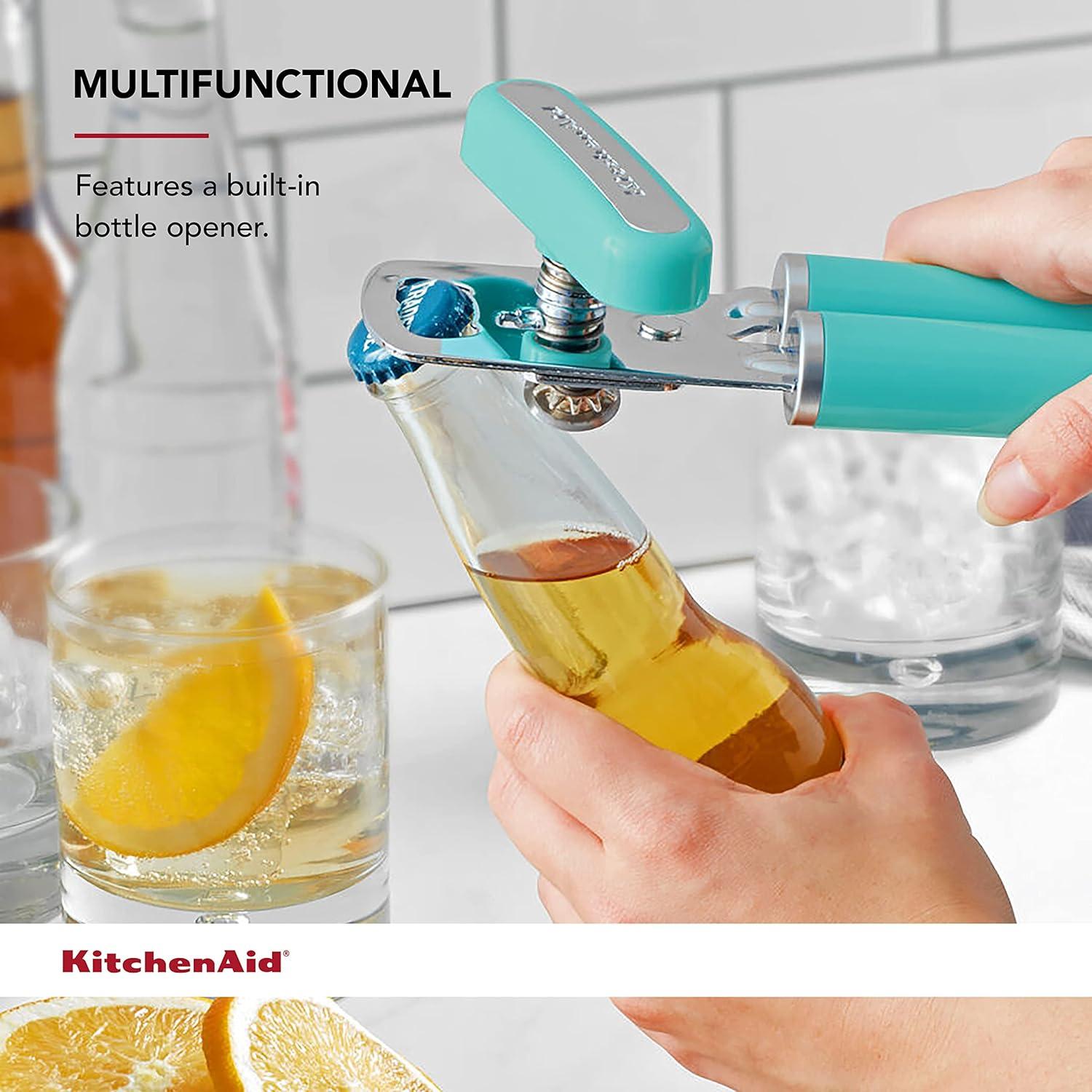 imageKitchenAid Classic Multifunction Can Opener and Bottle Opener Easy to Use Razor Sharp Stainless Steel Cutting Wheel Soft Ergonomic Handles Mineral WaterAqua Sky