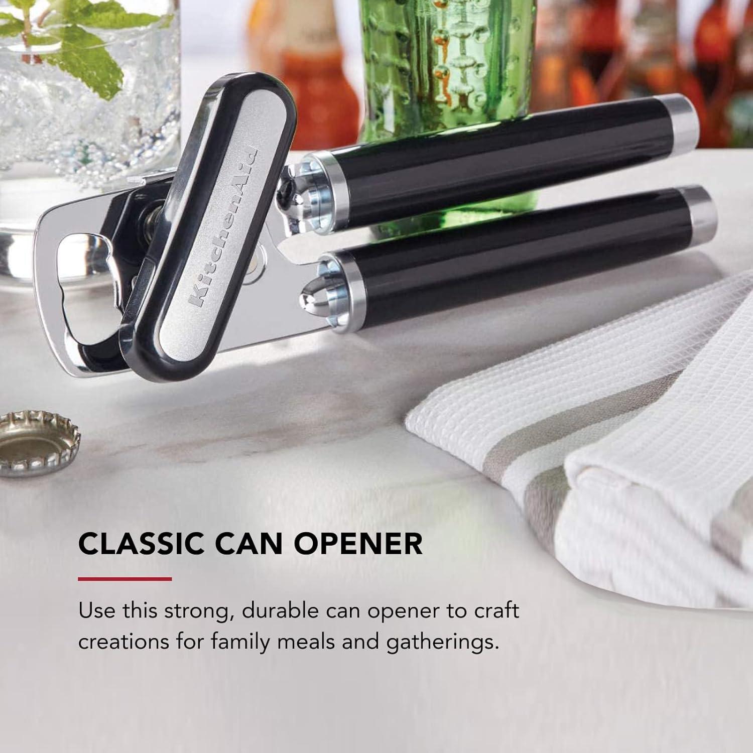 imageKitchenAid Classic Multifunction Can Opener and Bottle Opener Easy to Use Razor Sharp Stainless Steel Cutting Wheel Soft Ergonomic Handles Mineral WaterBlack