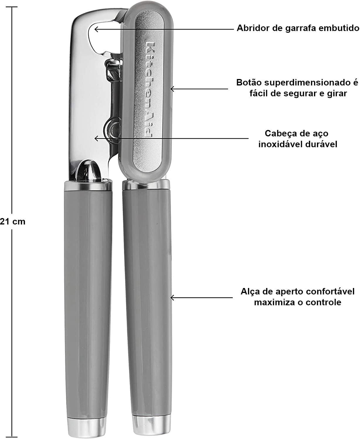 imageKitchenAid Classic Multifunction Can Opener and Bottle Opener Easy to Use Razor Sharp Stainless Steel Cutting Wheel Soft Ergonomic Handles Mineral WaterGray