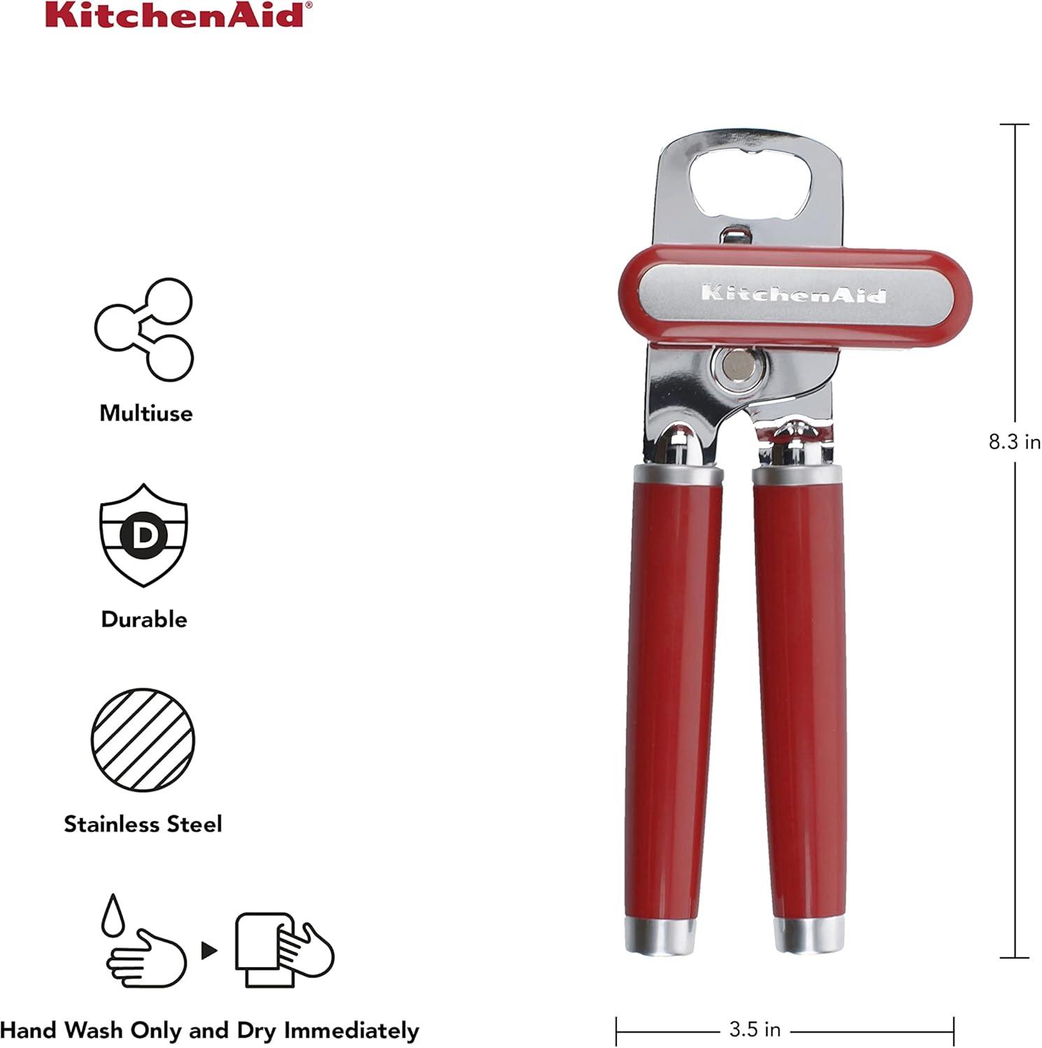 imageKitchenAid Classic Multifunction Can Opener and Bottle Opener Easy to Use Razor Sharp Stainless Steel Cutting Wheel Soft Ergonomic Handles Mineral WaterEmpire Red