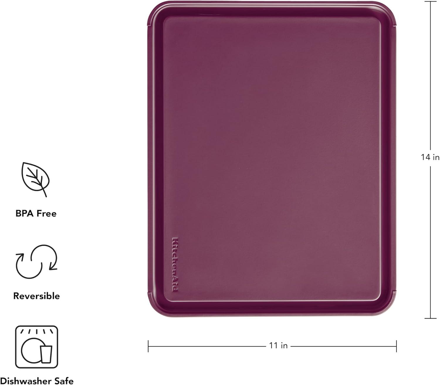 imageKitchenAid Classic Plastic Cutting Board with Perimeter Trench and Non Slip Edges Dishwasher Safe 11 x 14 inch Scorched OrangeBeetroot