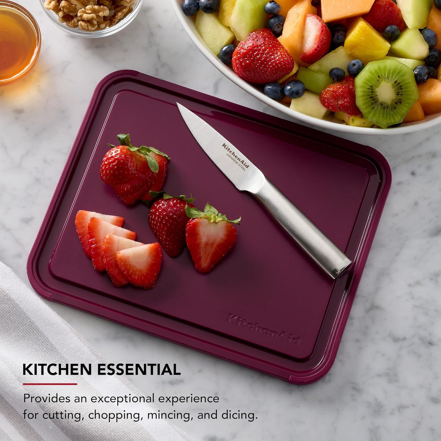 imageKitchenAid Classic Plastic Cutting Board with Perimeter Trench and Non Slip Edges Dishwasher Safe 8 x 10 inch Scorched OrangeBeetroot